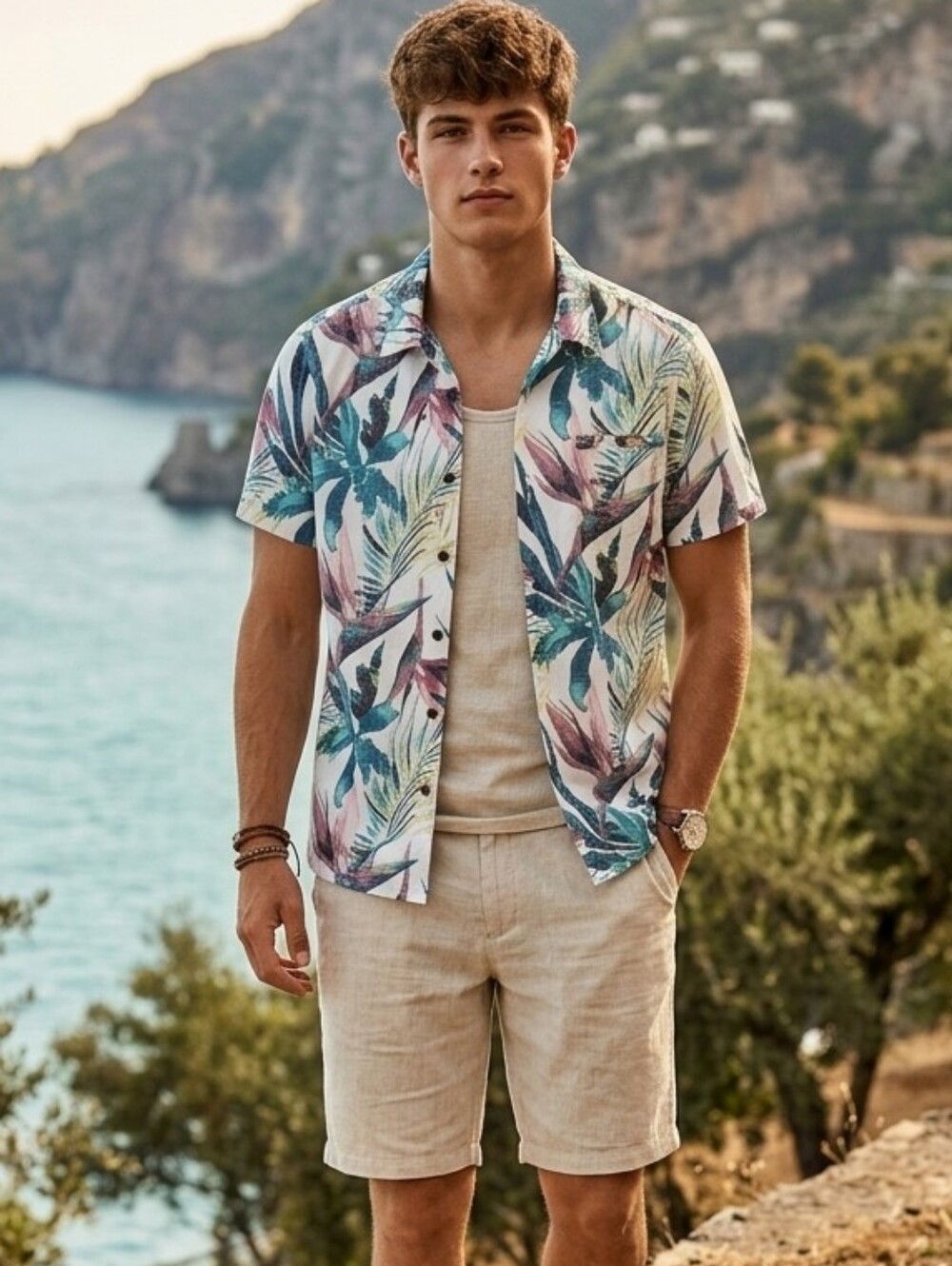 Hurley Cotton Short Sleeve Shirt Casual Tropical Floral Hawaii Vacation